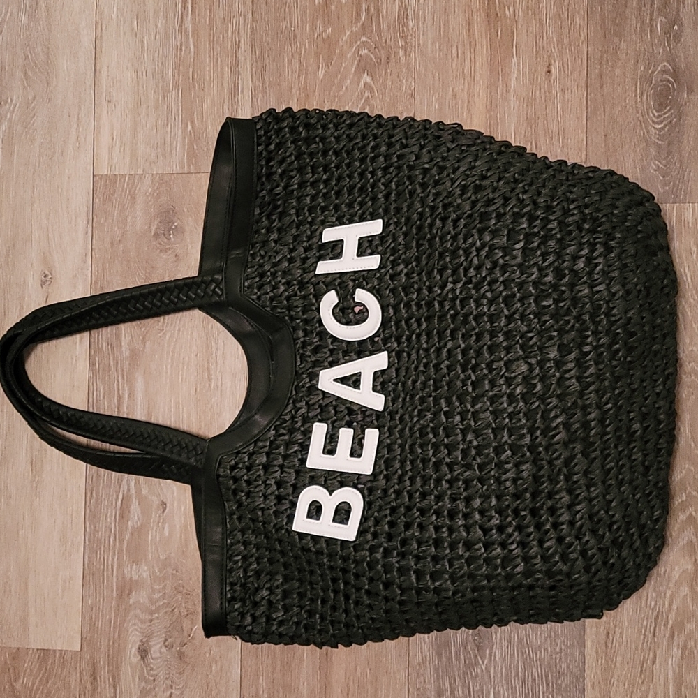 Black Woven Women's Beach Beach Bag